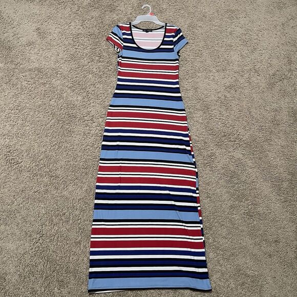Derek Heart Dress Womens Medium Multicolor Striped Maxi Boho Summer Casual - Picture 3 of 7